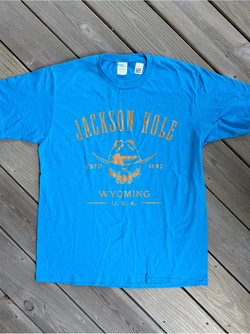 Jackson Hole Wyoming Graphic T-Shirt Cowboy Skull Western Souvenir Tee L